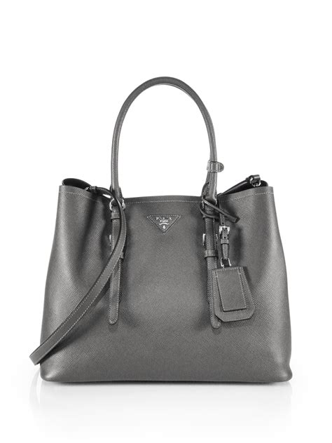 prada saffiano grau|Prada Double Saffiano Leather Tote Bag .